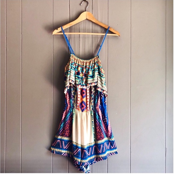 Flying Tomato Pants - Flying Tomato Geometric Print Ruffle Romper